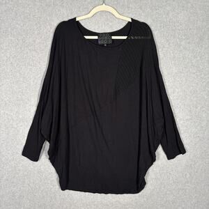 NY 77 Design Top Large Tunic Asymmetric Stretch Flowy Lagenlook Lagom Artsy Boho